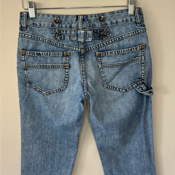 Free People low rise straight leg distressed hem button detail jeans size 25 - Picture 10 of 12